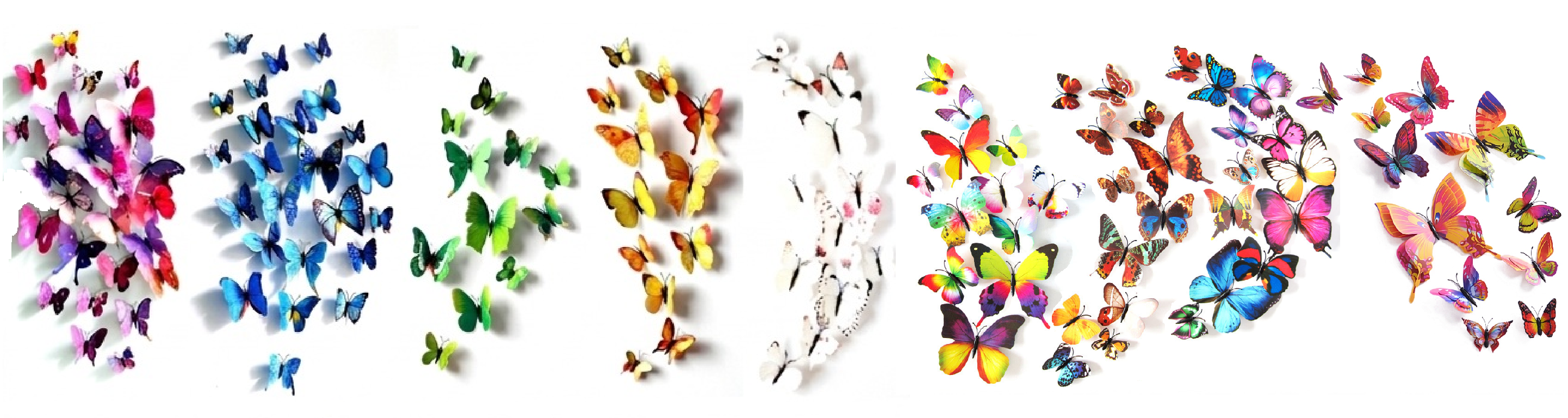 3d motýli - samolepky na zeď i magnet (12 ks v balení, 16 barevných sad)