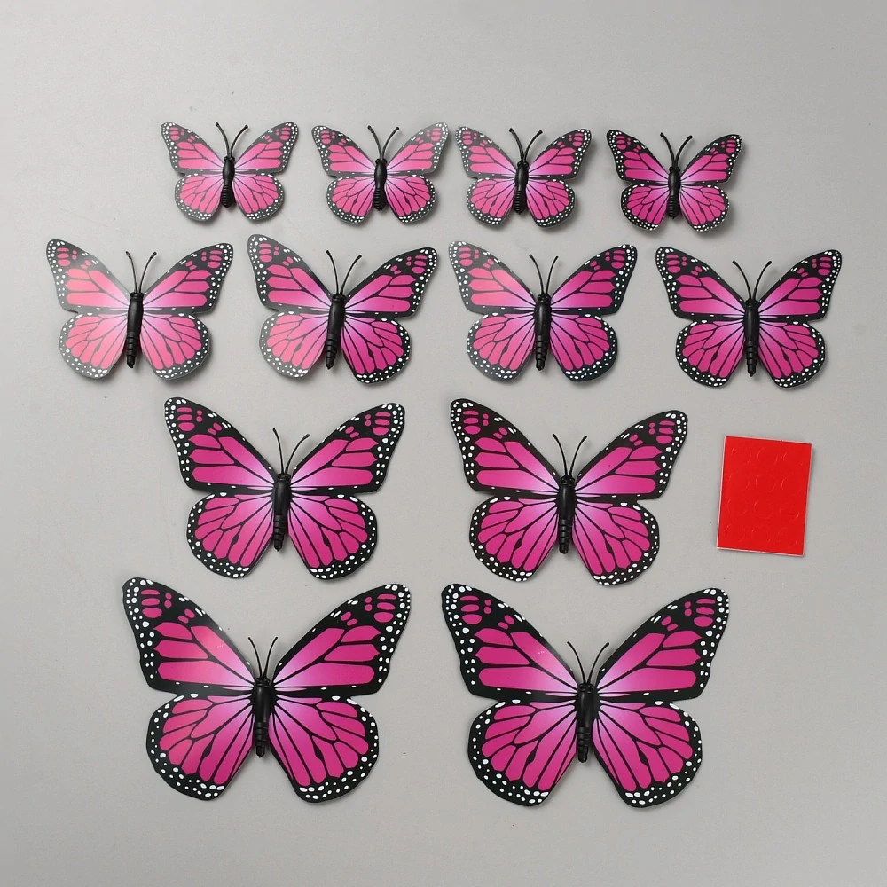 3D motýl - SADA 12 x motýlek samolepka i magnet - 12 barevných variant