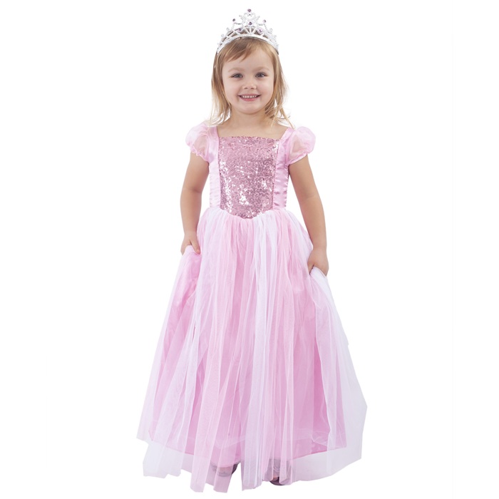Dětské dlouhé růžové šaty Princezna Růženka - kostým na karneval