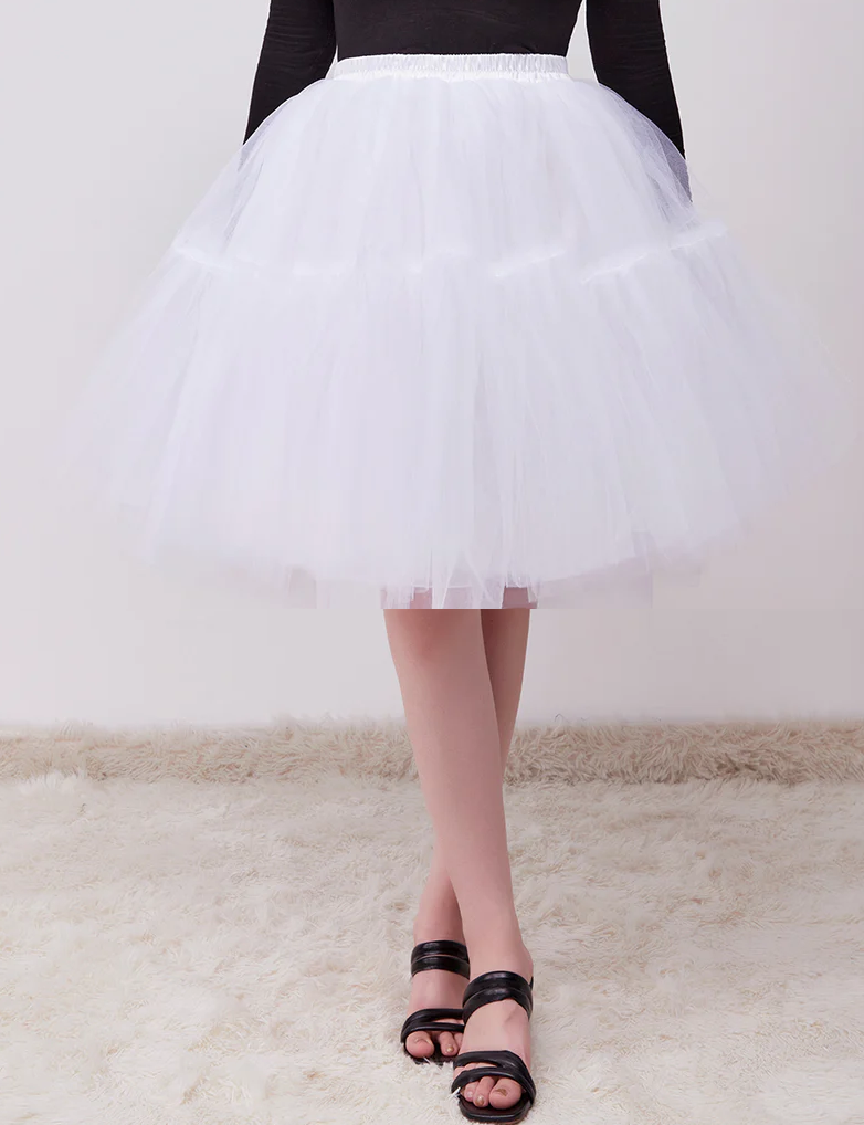 Sukně tutu petti tylová bílá spodnička 6 vrstev 60 cm