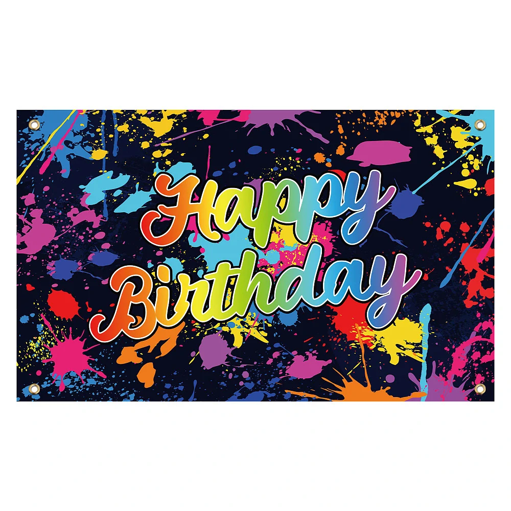 Narozeninová dekorace graffiti velký závěsný banner Happy Birthday