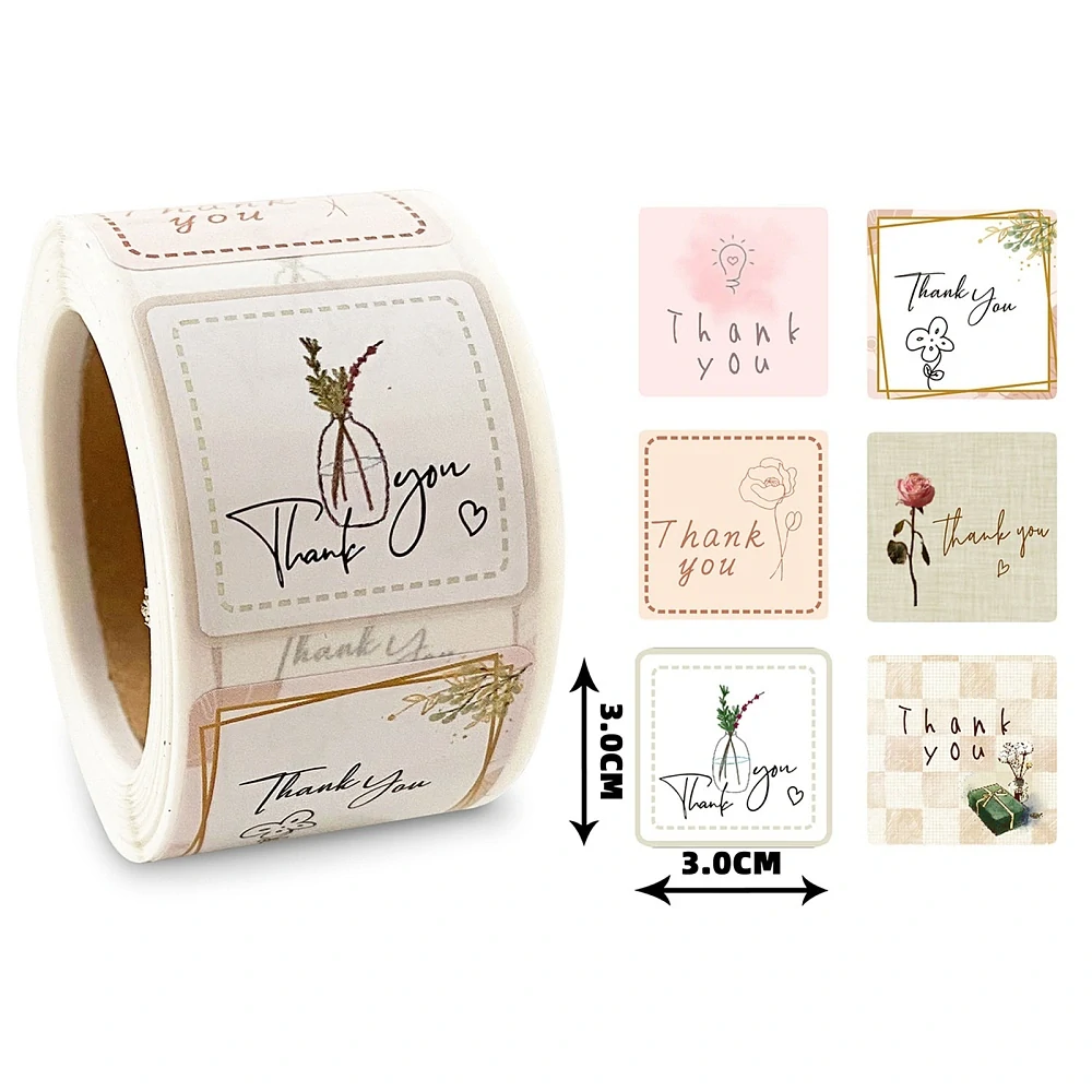 Dekorativní samolepky Děkuji Thank you Design romantic- 100 ks