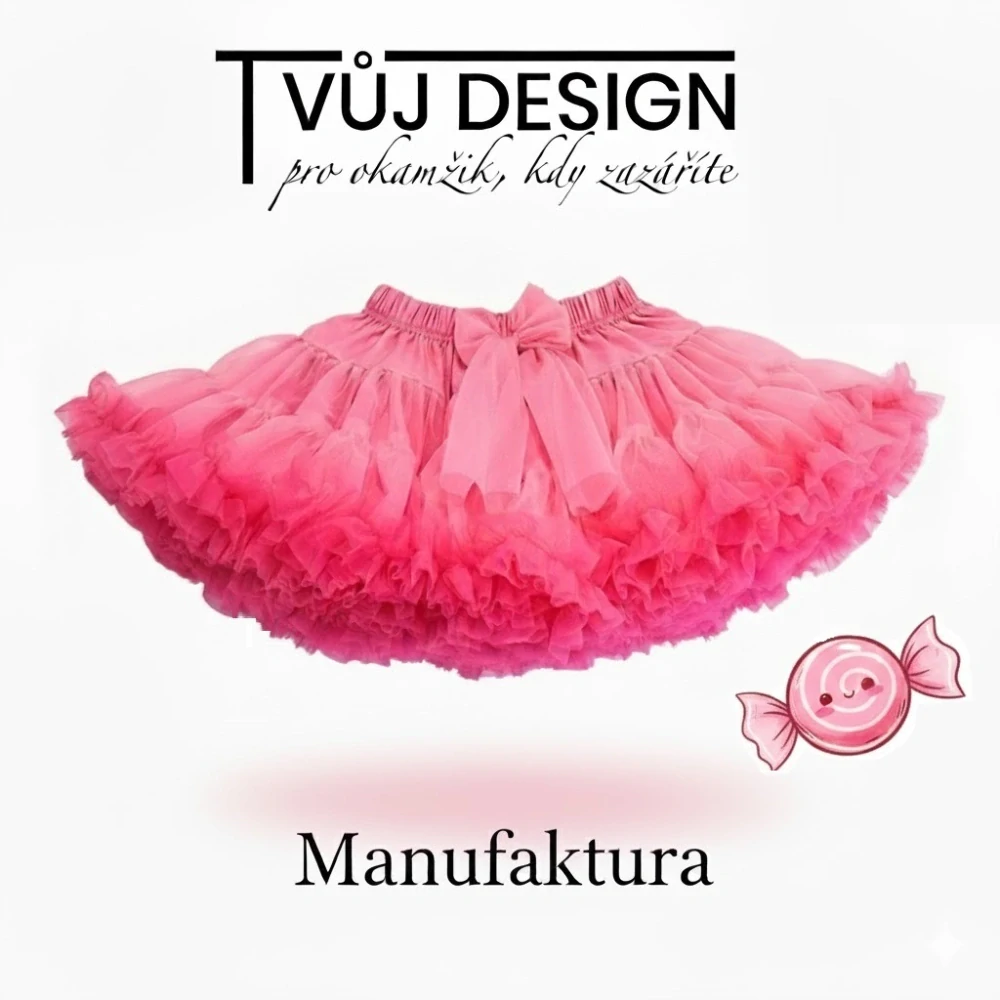 Sukně Dívčí Tutu Petti Bonbónek Růžová - Manufaktura Extra Objem