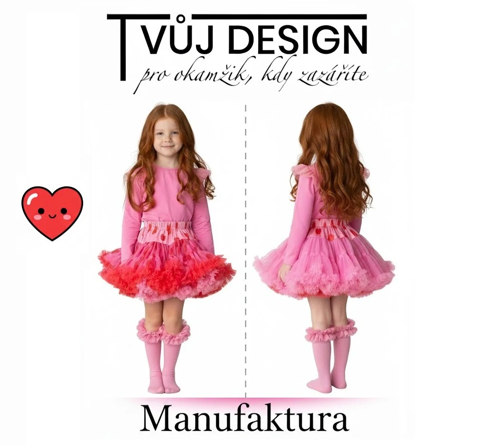 Sukně Dívčí Tutu Petti Oboustranná Srdíčková - Manufaktura Extra Objem