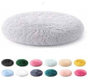 Chlupatý polštář kulatý 70 cm – velký sedací plyšový podsedák (12 barev)