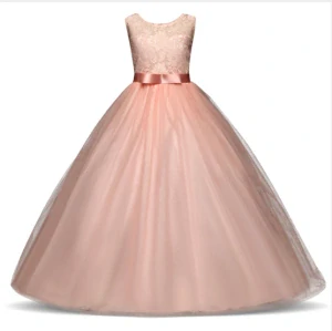 Dlouhé slavnostní šaty pro dívky broskvové