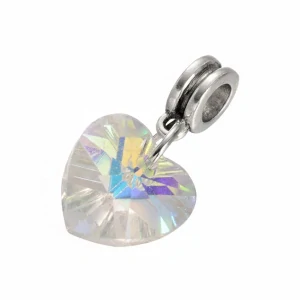 Přívěsek SRDCE broušené čiré na korálku TOPBEADS