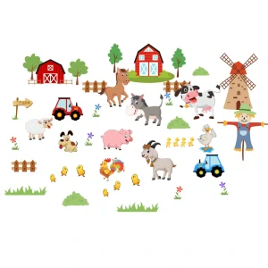 Samolepky na zeď dětské - Farma a domácí zvířátka