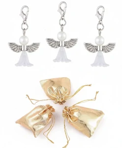 Přívěsek Anděl - 3 ks sada + dárkové balení zlaté sáčky