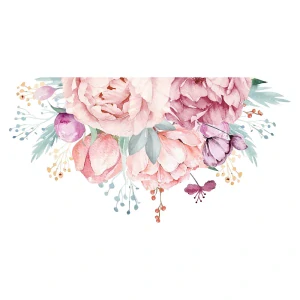 Samolepky na zeď - Květy pivoněk dekorace květinová