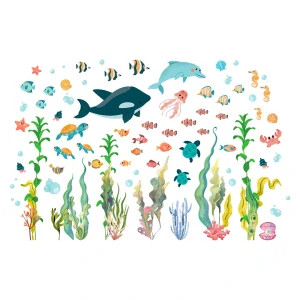 Samolepky na zeď dětské Mořský svět ryb XL (120x80 cm)