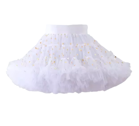 Dětská sukně TUTU PETTI luxus TOP objem bílá s hvězdičkami