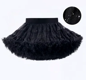 Dětská sukně TUTU PETTI luxus TOP objem černá s flitry