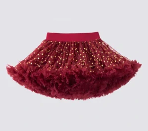 Dětská sukně TUTU PETTI luxus TOP objem vínová s hvězdičkami