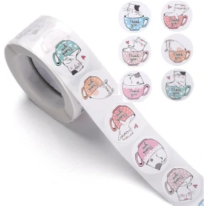 Dekorativní samolepky Děkuji s kočičkami - 100 ks