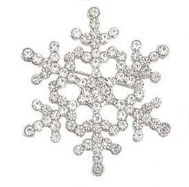 Brož vločka třpytivá bílo-stříbrná