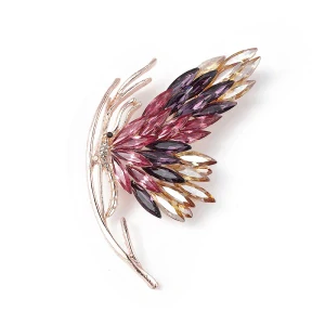 Brož třpyt motýla s kamínky ametyst