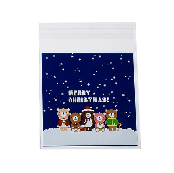 Vánoční celofánový sáček 11x10 cm na šperky, cukroví a dárky – Modří medvídci