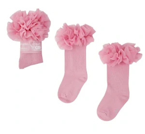 Dětské a dívčí podkolenky s volánky růžové Tutu design - slavnostní a elegantní podkolenky