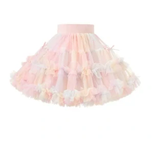 Dívčí Sukně TUTU PETTI Luxus TOP objem Duhová mašlička s Kraťásky