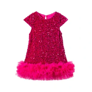 Dívčí šaty Tutu Petti s flitrem slavnostní Růžová magenta