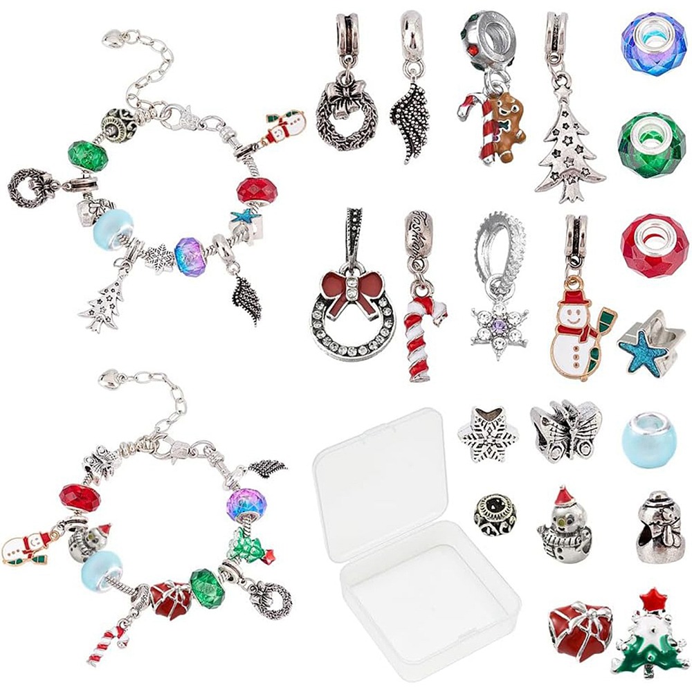 Vánoční kreativní sada na výrobu náramků s korálky a přívěsky TOPBEADS (DIY)