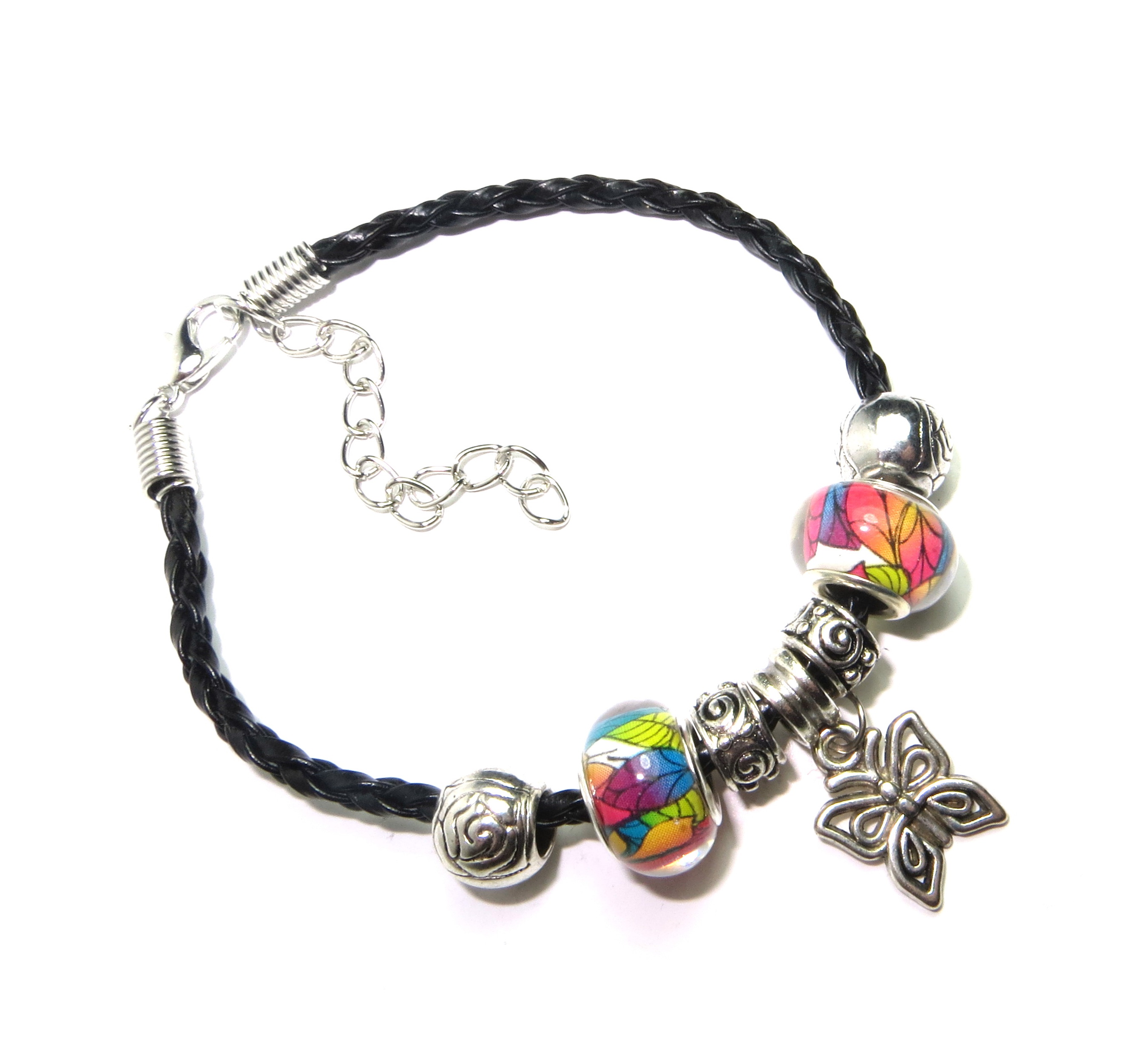 Náramek s korálky Barevný motýl - TOPBEADS 19-21 cm