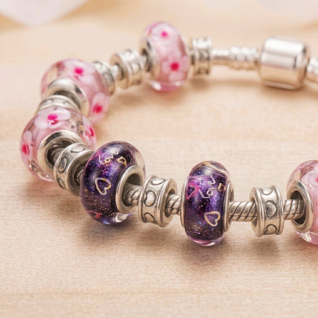 Korálek na náramek - kovový oddělovač se srdíčky - TOPBEADS