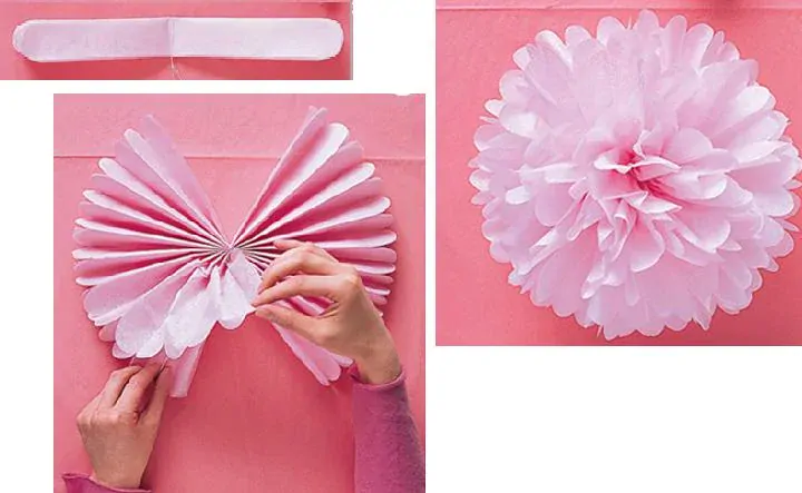 Papírové květinové koule Pom-poms 15cm Sada 10 kusů