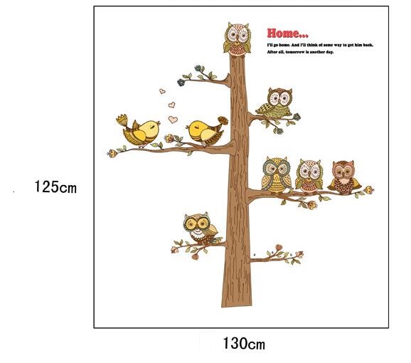 Samolepky na zeď - Ptačí strom velký pro děti (125x130 cm)