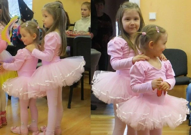 Dívčí baletní dres s tutu sukní a flitry – růžová baletka