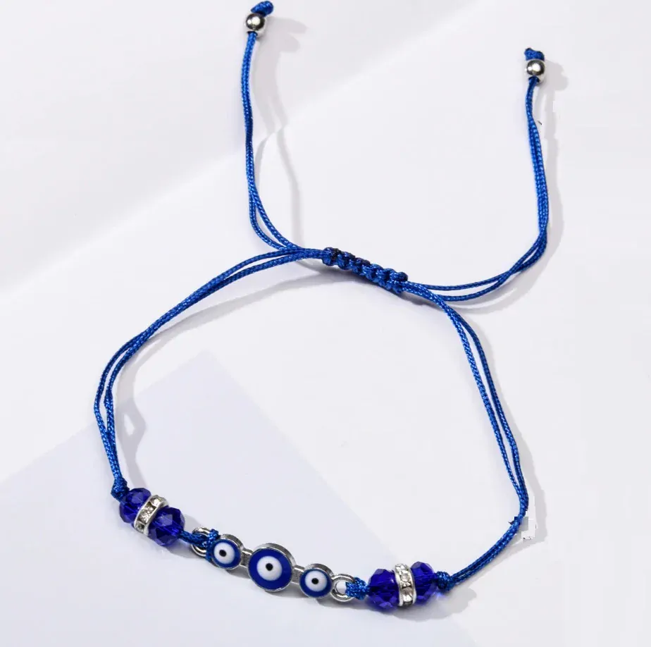 Náramek přátelství provázkový Evil eye - 12 ks sada