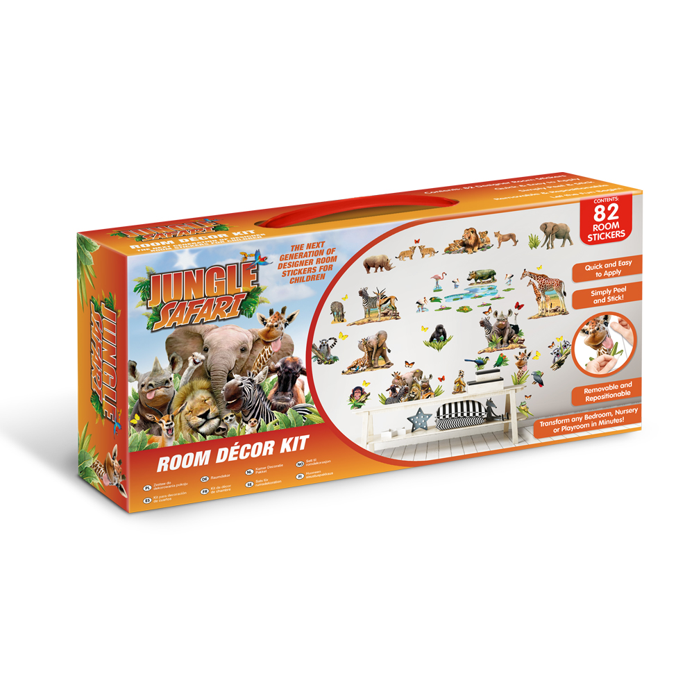 Samolepky na zeď - SAFARI zvířátka (sada 6 archů)