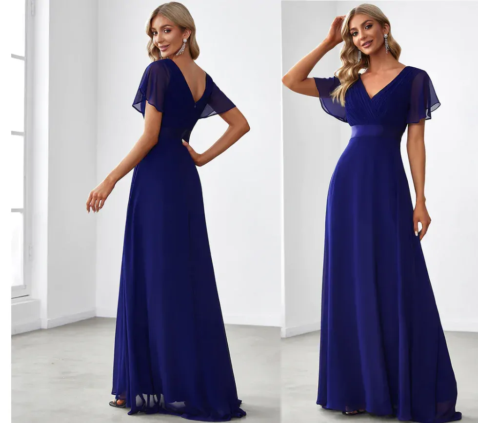 Šaty dámské a dívčí teens EP slavnostní modré dlouhé plesové svatební šaty 04