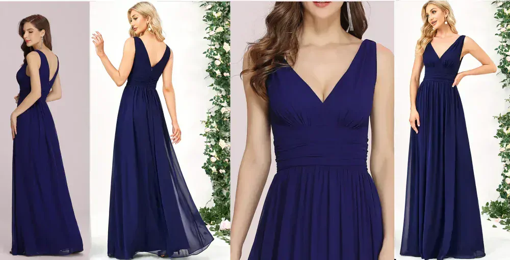 Šaty dámské a dívčí teens EP slavnostní dlouhé navy blue ester ramínka modré tmavé plesové svatební šaty 04