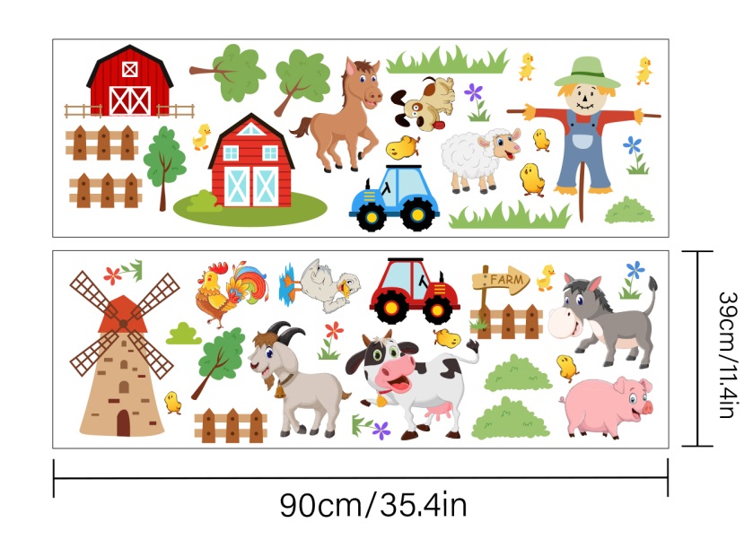 Samolepky na zeď dětské - Farma a domácí zvířátka