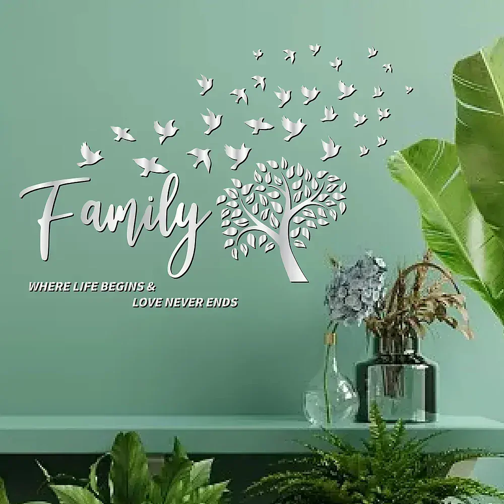 Samolepky na zeď zrcadlové - Strom Family Rodina