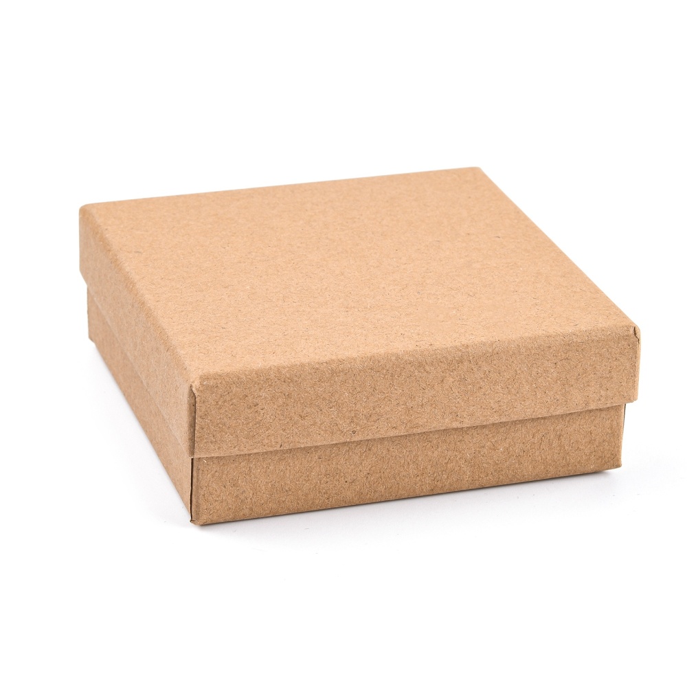 Dárková krabička s víčkem hnědá přírodní 9x9x3 cm karton