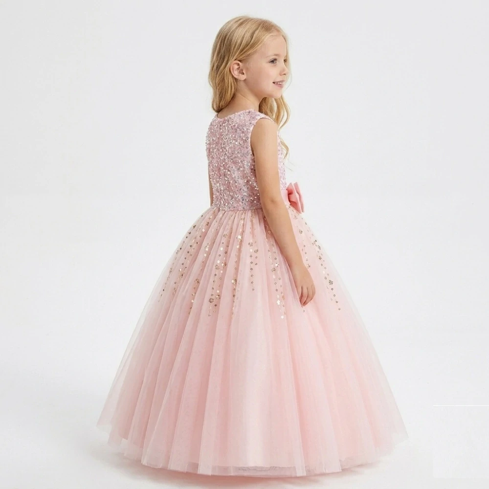 Šaty dětské dlouhé slavnostní růžové Kate princeznovské s flitrem
