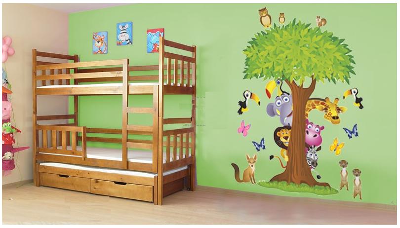 Samolepky na zeď - Velký strom se zvířátky 130x195