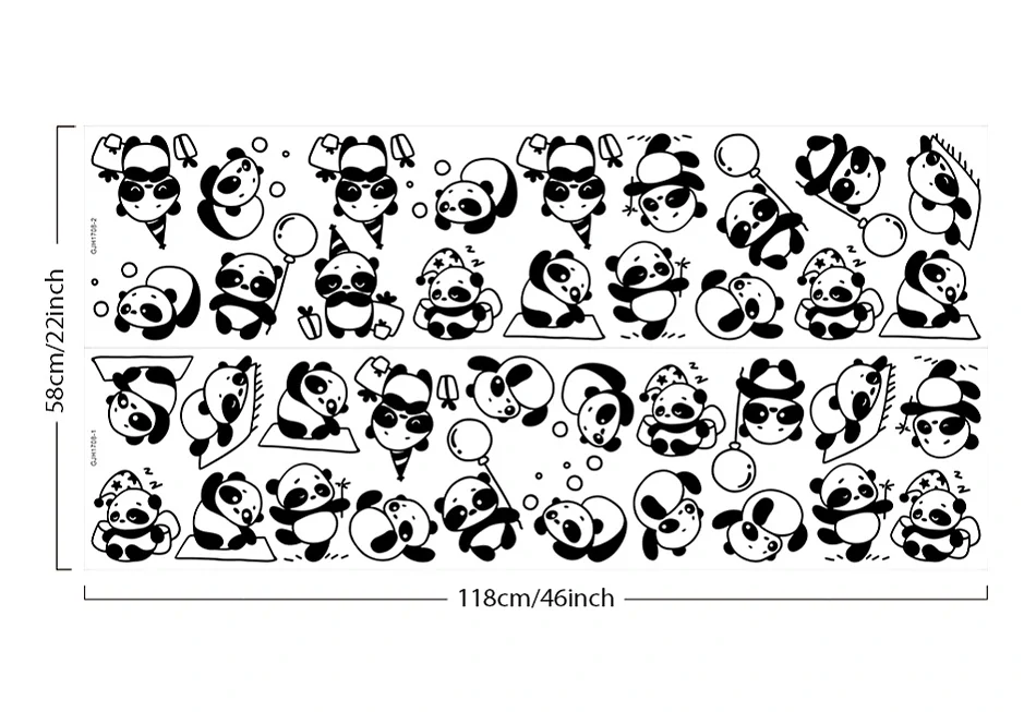 Samolepky na zeď dětské - Panda medvídci 38 ks