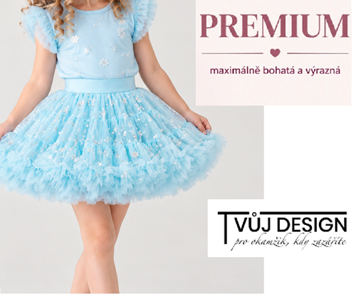 Dívčí sukně TUTU PETTI světle modrá se stříbrnými vločkami - PREMIUM