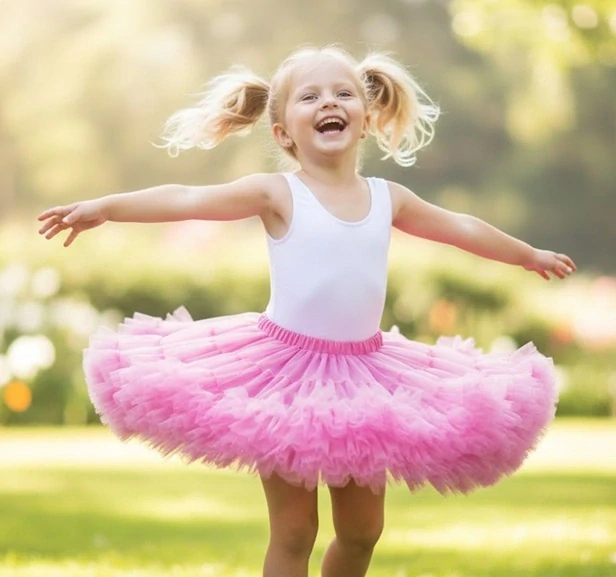 TUTU sukně PETTI s extra objemem - Růžová hvězdička (tylová, točitá)