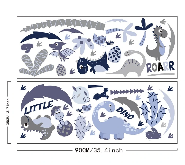Samolepky na zeď dětské - Dinosauři z druhohor (100x130 cm)