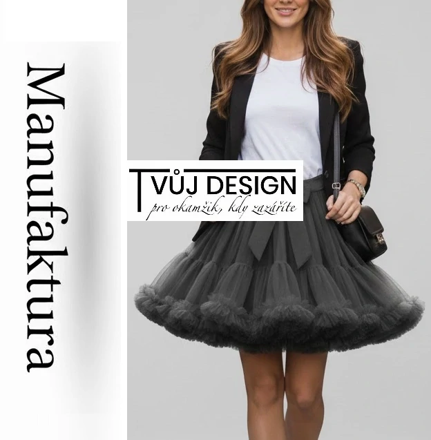 Dámská Sukně Tutu Petti Šedá Antracit Tylová - Manufaktura Extra Objem