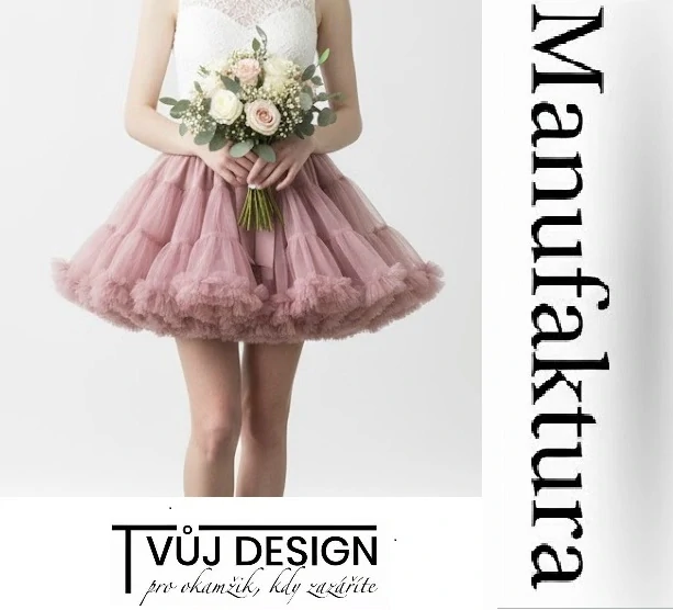 Dámská Sukně Tutu Petti Růžový Pudr Tylová - Manufaktura Extra Objem Tvujdesign