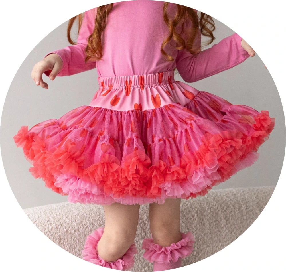 Sukně Dívčí Tutu Petti Oboustranná Srdíčková - Manufaktura Extra Objem