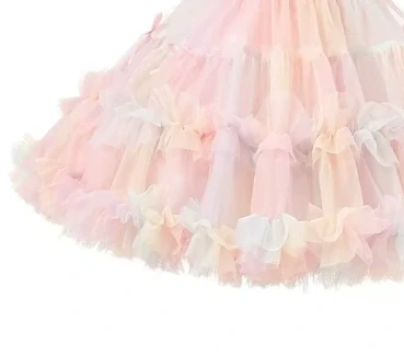 Dívčí Sukně TUTU PETTI Luxus TOP objem Duhová mašlička s Kraťásky