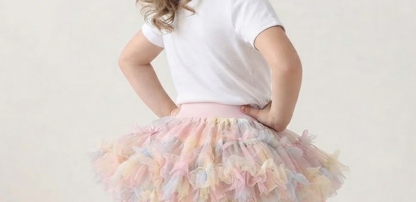 Dívčí Sukně TUTU PETTI Luxus TOP objem - Duhové mašličky