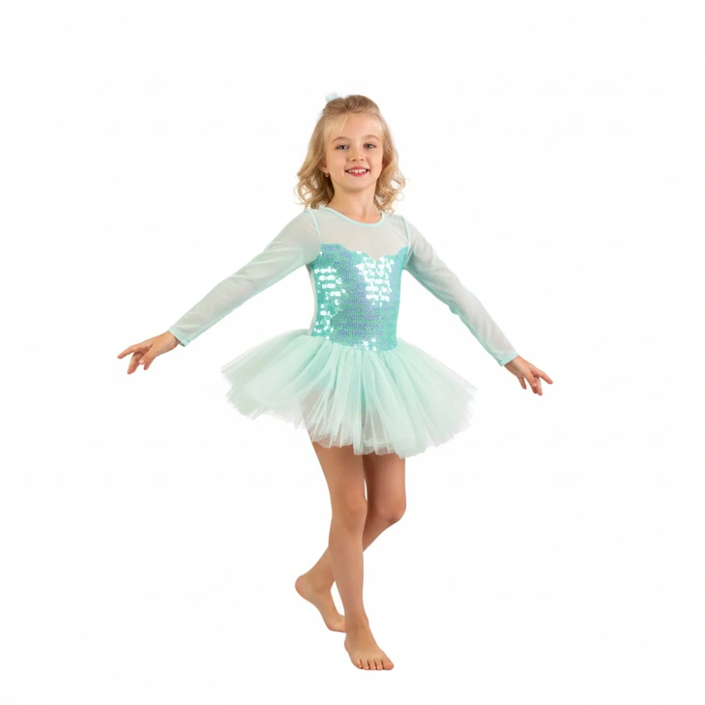 Dětský kostým Baletka a mořská víla 2v1 – mentolový se třpytkami